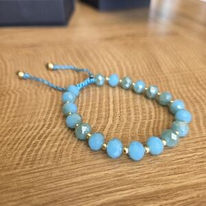 Turquoise Beaded Bracelet with Gold Accents